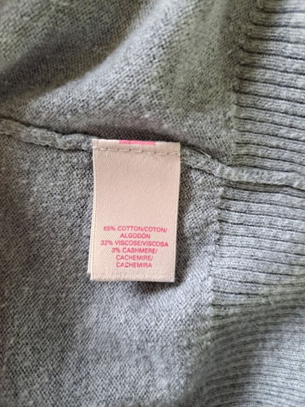Victorias Secret Cashmere Bld Gray Off Shoulder Ribbed Knit Oversized Sweater M - Picture 7 of 9